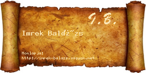 Imrek Balázs névjegykártya